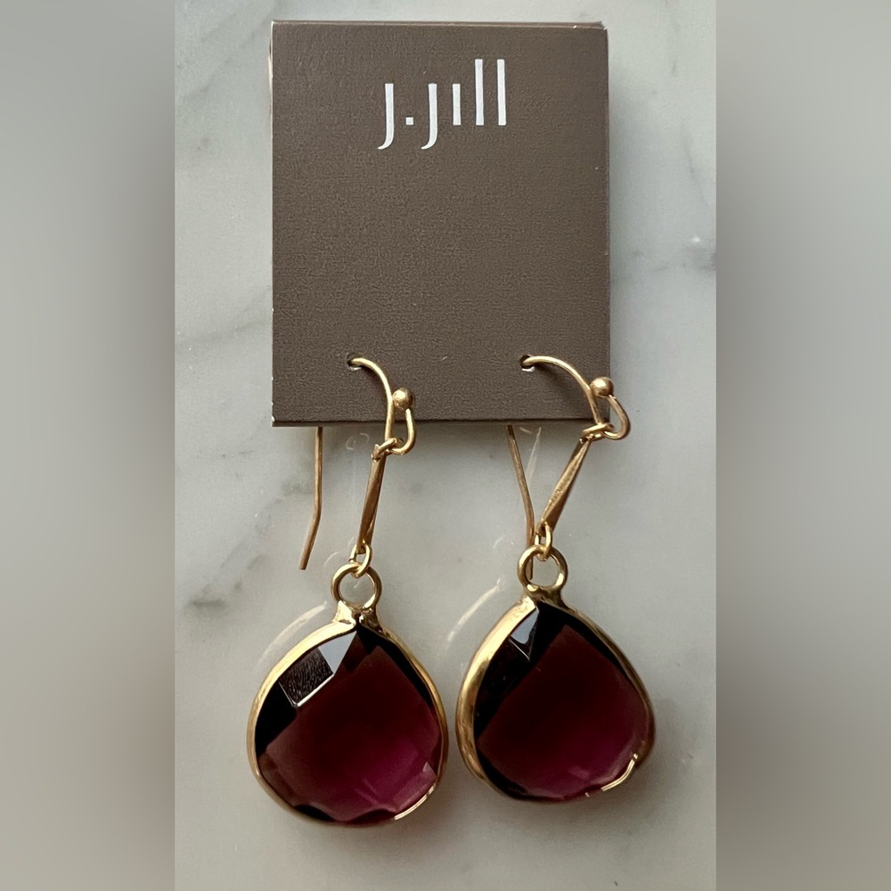 J. Jill Gold and Deep Purple Teardrop Earrings